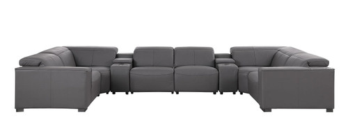 1208 - 8 Piece U Shaped Leather Sectional With 4 Power Recliners & Power Headrests
