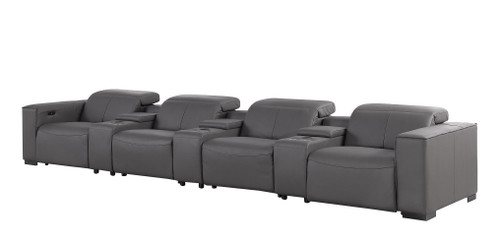 1208 - 7 Piece Leather Sofa With 4 Power Recliners And Power Headrests