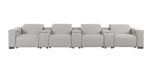 1208 - 7 Piece Leather Sofa With 4 Power Recliners And Power Headrests