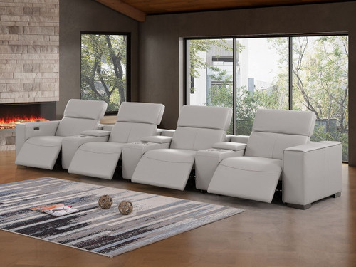 1208 - 7 Piece Leather Sofa With 4 Power Recliners And Power Headrests
