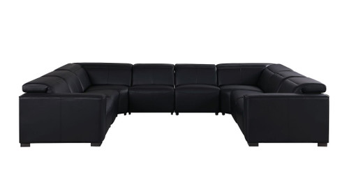1208 - 8 Piece U Shaped Leather Sectional With 4 Power Recliners & Power Headrest