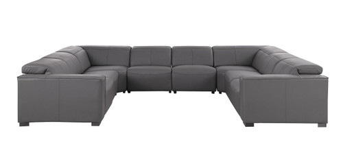 1208 - 8 Piece U Shaped Leather Sectional With 4 Power Recliners & Power Headrest