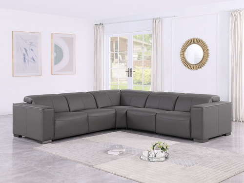 1208 - Leather Reclining Set (Sofa & Loveseat With Four Power Recliners)
