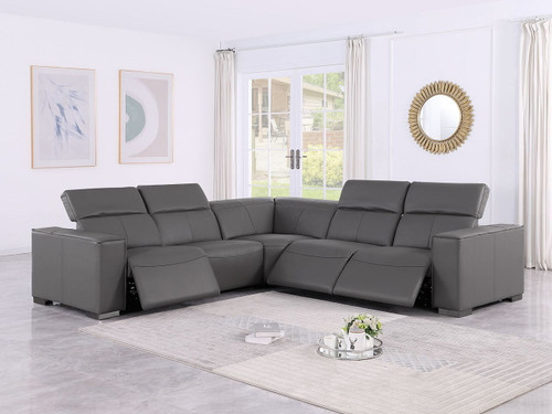 1208 - Leather Reclining Set (Sofa & Loveseat With Four Power Recliners)