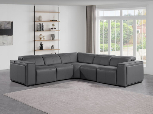 1224 - 5-Piece L-Shaped Sectional Sofa In With 3 Power Recliners & Power Headrests