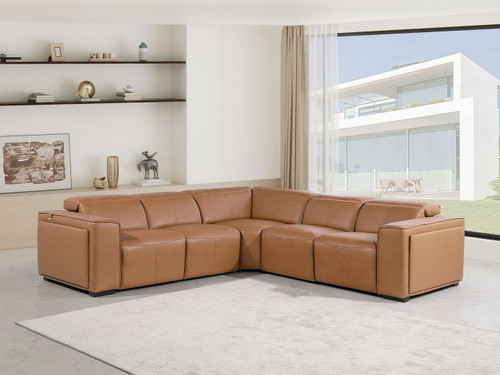 1224 - 5-Piece L-Shaped Sectional Sofa In With 3 Power Recliners & Power Headrests