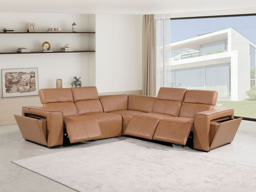 1224 - 5-Piece L-Shaped Sectional Sofa In With 3 Power Recliners & Power Headrests
