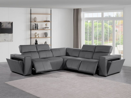 1224 - 5-Piece L-Shaped Sectional Sofa In With 3 Power Recliners & Power Headrests