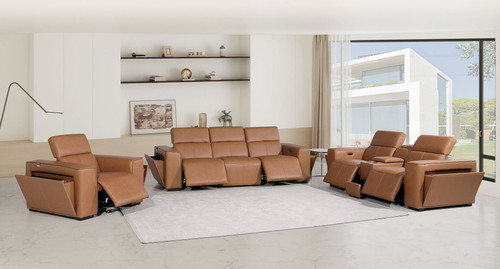 1224 - 7-Piece Modular Power Reclining Sofa, Loveseat & Chair Set In With 5 Power Recliners & Power Headrests