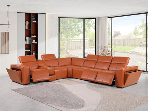 1224 - 7-Piece L-Shaped Sectional Sofa In With 3 Power Recliners & Power Headrests