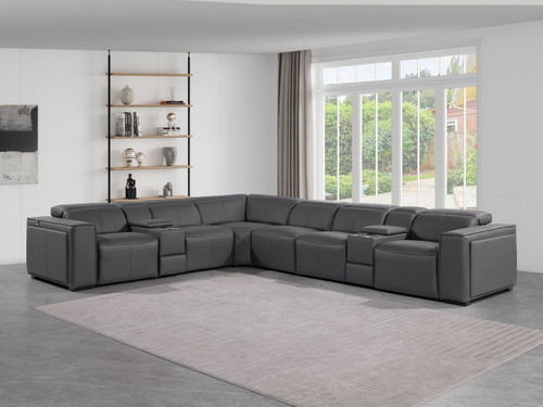1224 - 8-Piece L-Shaped Sectional Sofa In With 3 Power Recliners & Power Headrests