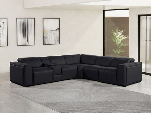 1224 - 6-Piece L-Shaped Sectional Sofa In With 3 Power Recliners & Power Headrests