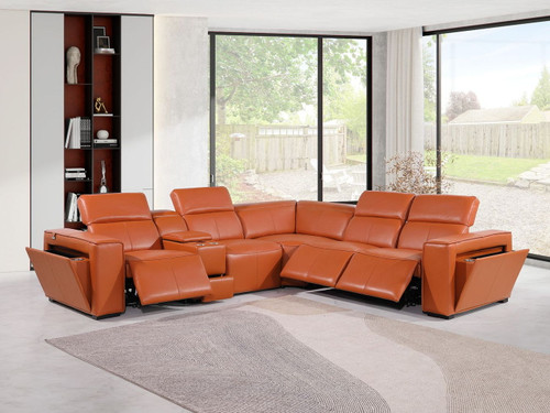 1224 - 6-Piece L-Shaped Sectional Sofa In With 3 Power Recliners & Power Headrests