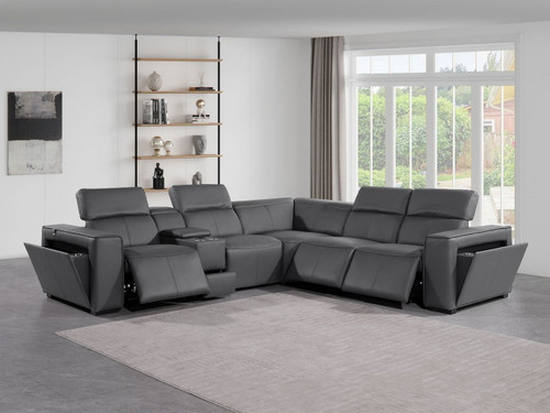 1224 - 6-Piece L-Shaped Sectional Sofa In With 3 Power Recliners & Power Headrests