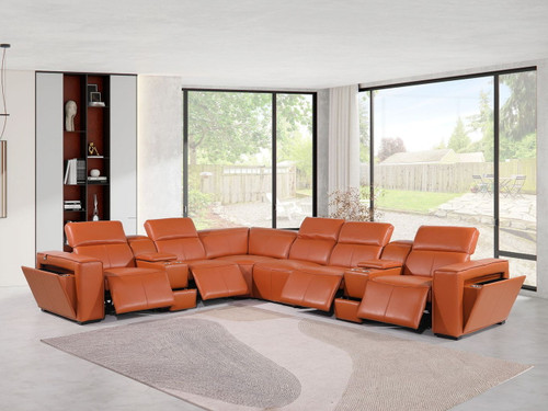 1224 - 8-Piece L-Shaped Sectional Sofa In With 4 Power Recliners & Power Headrests