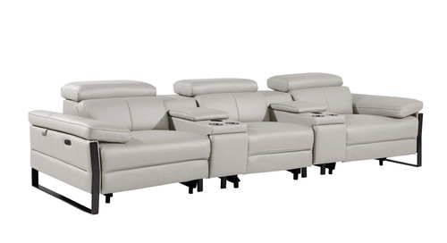 1246 - Modular Power Triple Reclining Dual Console Sofa With Power Reclining Headrests