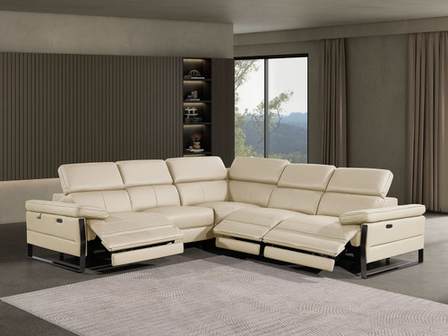 1246 - 5-Piece L-Shaped Modular Power Reclining Sectional With Power Headrests