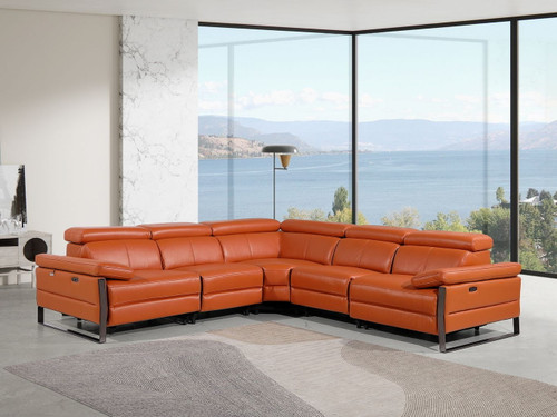 1246 - 5-Piece L-Shaped Modular Power Reclining Sectional With Power Headrests