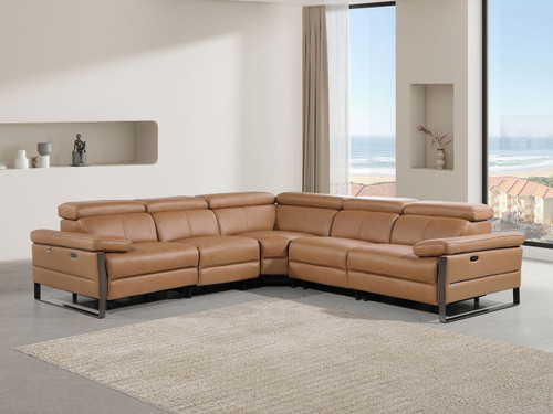 1246 - 5-Piece L-Shaped Modular Power Reclining Sectional With Power Headrests