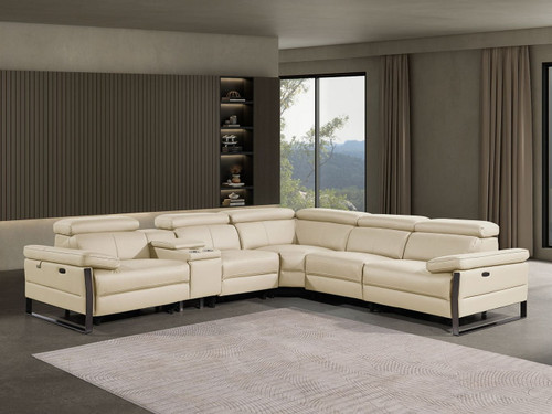 1246 - 6-Piece L-Shaped Modular Power Reclining Sectional With 3 Power Recliners And Power Headrests