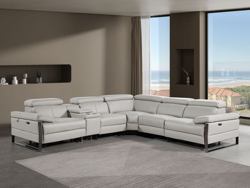 1246 - 6-Piece L-Shaped Modular Power Reclining Sectional With 3 Power Recliners And Power Headrests