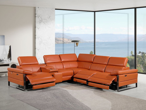 1246 - 6-Piece L-Shaped Modular Power Reclining Sectional With 3 Power Recliners And Power Headrests