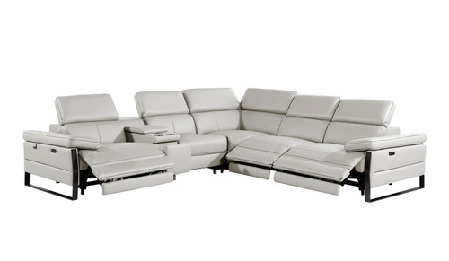 1246 - 6-Piece L-Shaped Modular Power Reclining Sectional With 3 Power Recliners And Power Headrests