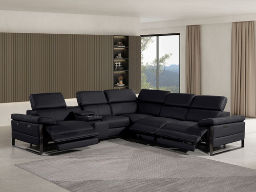 1246 - 6-Piece L-Shaped Modular Power Reclining Sectional With 3 Power Recliners And Power Headrests