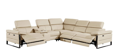 1246 - 6-Piece L-Shaped Modular Power Reclining Sectional With 3 Power Recliners And Power Headrests