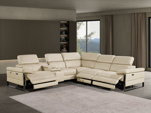 1246 - 6-Piece L-Shaped Modular Power Reclining Sectional With 3 Power Recliners And Power Headrests