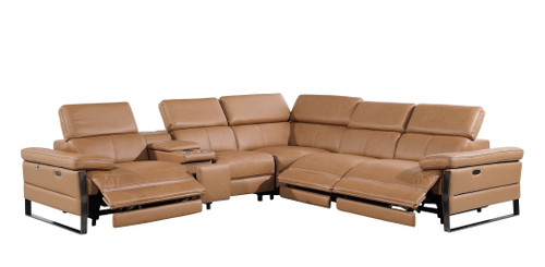 1246 - 6-Piece L-Shaped Modular Power Reclining Sectional With 3 Power Recliners And Power Headrests