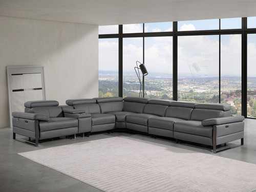 1246 - 7-Piece L-Shaped Modular Power Reclining Sectional With 3 Power Recliners And Power Headrests