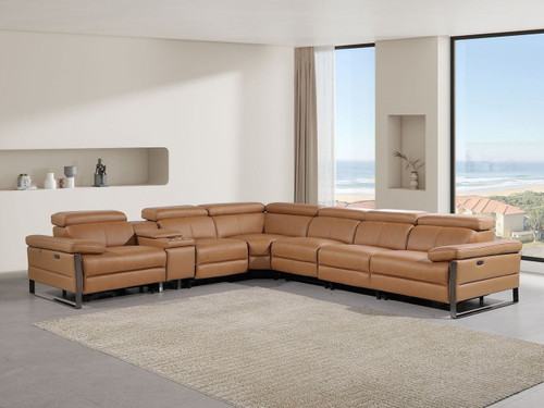 1246 - 7-Piece L-Shaped Modular Power Reclining Sectional With 3 Power Recliners And Power Headrests