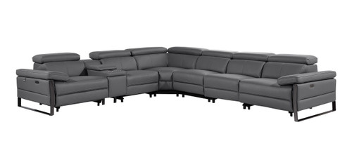 1246 - 7-Piece L-Shaped Modular Power Reclining Sectional With 3 Power Recliners And Power Headrests
