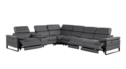 1246 - 7-Piece L-Shaped Modular Power Reclining Sectional With 3 Power Recliners And Power Headrests