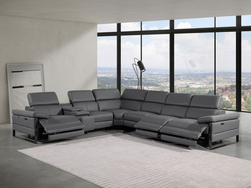 1246 - 7-Piece L-Shaped Modular Power Reclining Sectional With 3 Power Recliners And Power Headrests