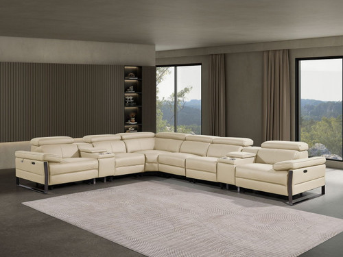 1246 - 8-Piece L-Shaped Modular Power Reclining Sectional With 3 Power Recliners And Power Headrests