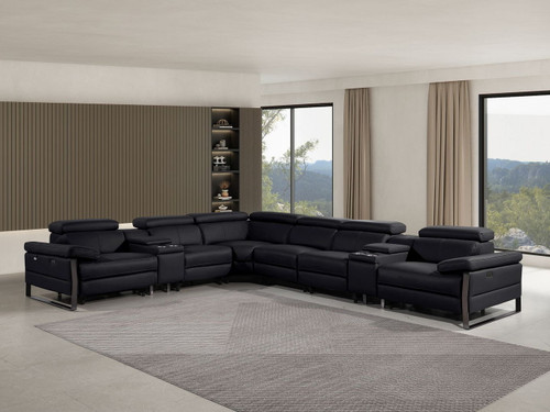 1246 - 8-Piece L-Shaped Modular Power Reclining Sectional With 3 Power Recliners And Power Headrests