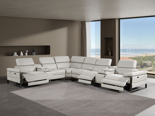1246 - 8-Piece L-Shaped Modular Power Reclining Sectional With 3 Power Recliners And Power Headrests