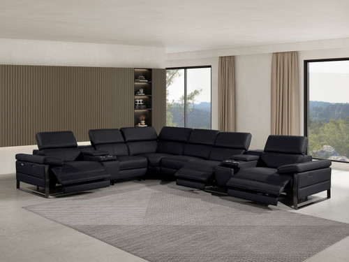 1246 - 8-Piece L-Shaped Modular Power Reclining Sectional With 3 Power Recliners And Power Headrests