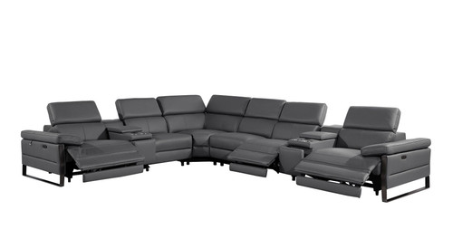 1246 - 8-Piece L-Shaped Modular Power Reclining Sectional With 3 Power Recliners And Power Headrests