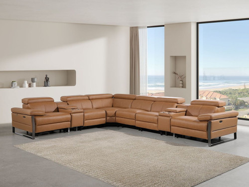 1246 - 8-Piece L-Shaped Modular Power Reclining Sectional With 4 Power Recliners And Power Headrests