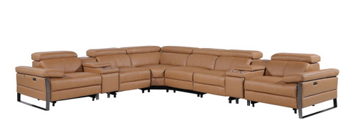1246 - 8-Piece L-Shaped Modular Power Reclining Sectional With 4 Power Recliners And Power Headrests