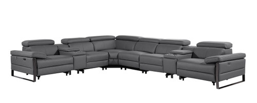 1246 - 8-Piece L-Shaped Modular Power Reclining Sectional With 4 Power Recliners And Power Headrests