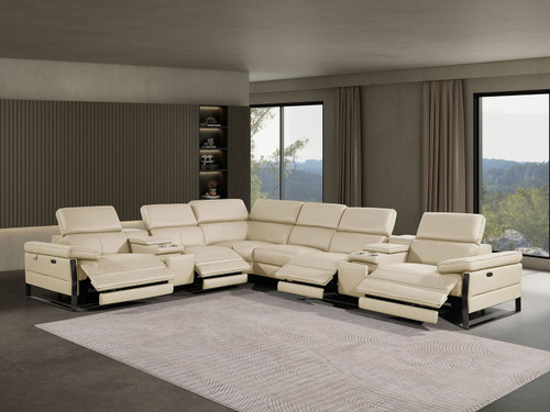 1246 - 8-Piece L-Shaped Modular Power Reclining Sectional With 4 Power Recliners And Power Headrests