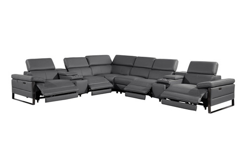 1246 - 8-Piece L-Shaped Modular Power Reclining Sectional With 4 Power Recliners And Power Headrests