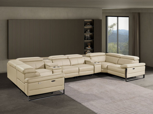 1246 - 8-Piece U-Shaped Modular Power Reclining Sectional With 2 Power Recliners And Power Headrests