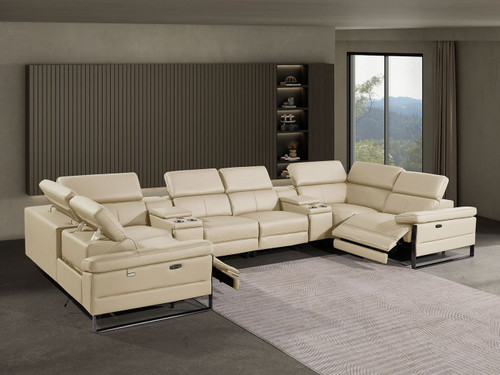 1246 - 8-Piece U-Shaped Modular Power Reclining Sectional With 2 Power Recliners And Power Headrests