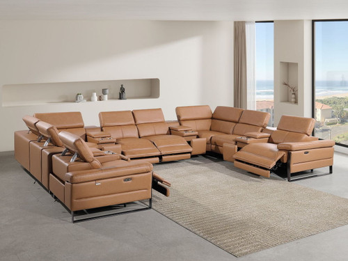 1246 - 12-Piece U-Shaped Modular Power Reclining Sectional With 4 Power Recliners And Power Headrests