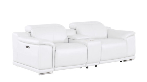 2679 - Genuine Leather Console Loveseat With Dual Power Recliners